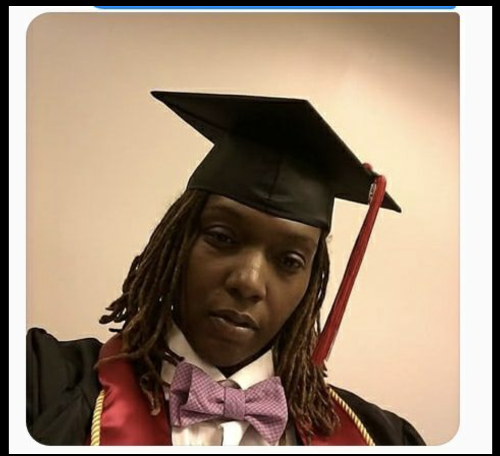Kiana Kai in cap and gown with bow tie
